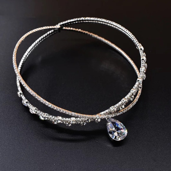 🌟 New! Luxury Big Drop Water Pendant Rhinestone Crystal Choker Necklace - Picture 3 of 4